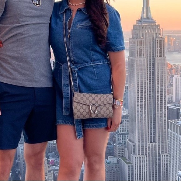 Urban Outfitters Blue Denim Romper with Belt - Picture 4 of 4